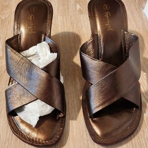 Leather Cross Strap Slip Ons